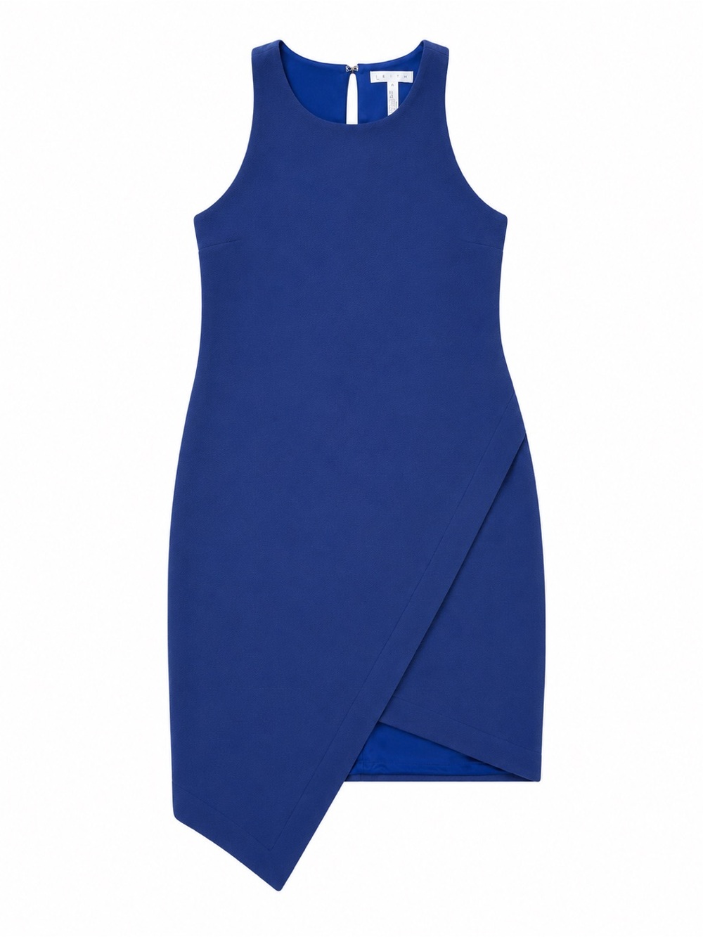 Leith Asymmetrical Wrap Dress Blue Sleeveless Size Medium NWT